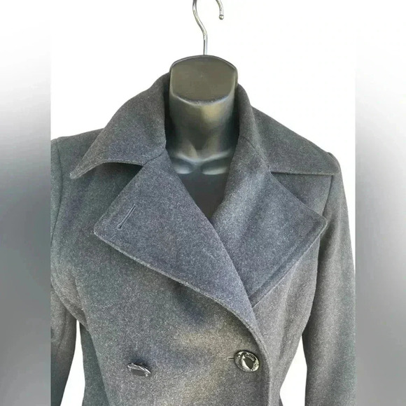 Calvin Klein women’s charcoal gray/black double breasted wool coat size small - Picture 7 of 11